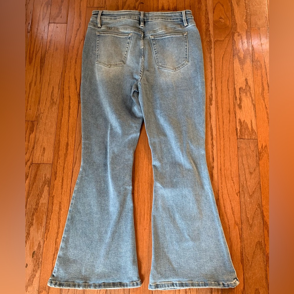 Fashion Nova Petite Girl Bye High Rise Flare Jeans - Light Blue Wash - Picture 5 of 11